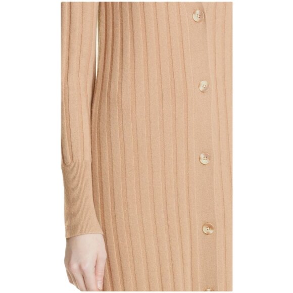 NORDSTROM SIGNATURE Cashmere Blend Cardigan Camel Ribbed Long Size XS - Picture 5 of 12